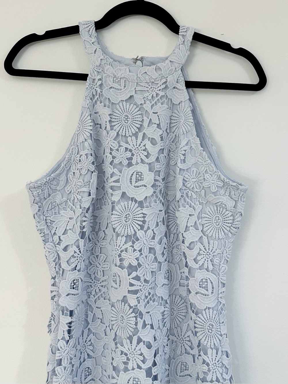 Lulus Love Poem Light Blue Lace Mini Dress Size Large - Picture 6 of 13